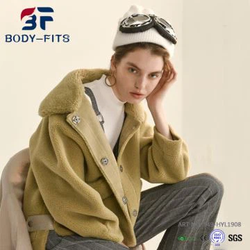 Konur alvöru ullarskinnsfrakki